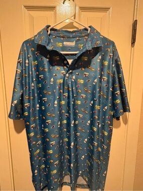 Fore fathers Men’s Large Polo Aligator and Cayman Jack Print